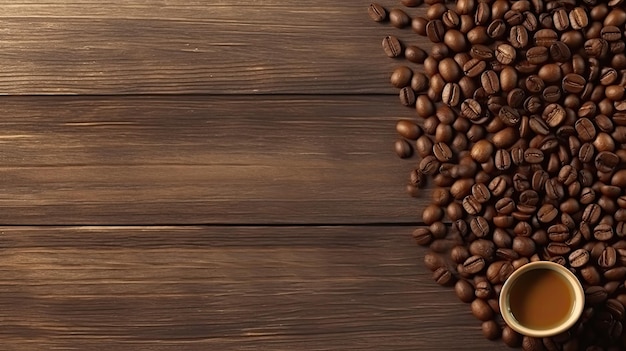 concetto di bicchiere di caffè su fondo di legno