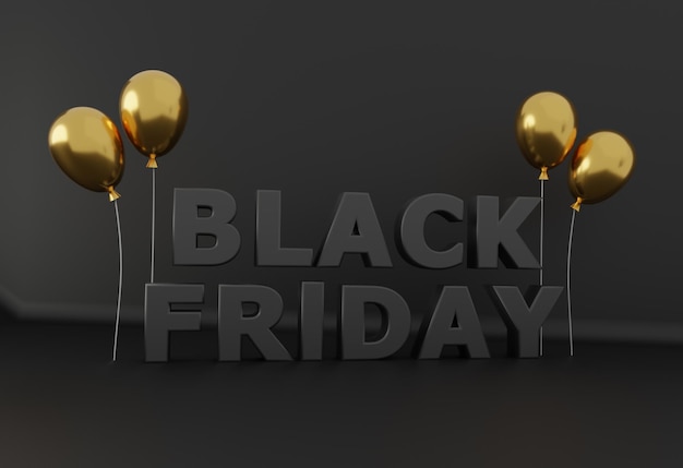 Concetto di Black Friday 3D con palloncini