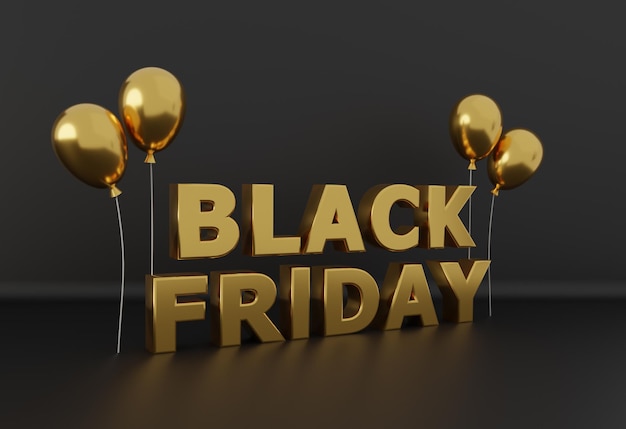 Concetto di Black Friday 3D con palloncini