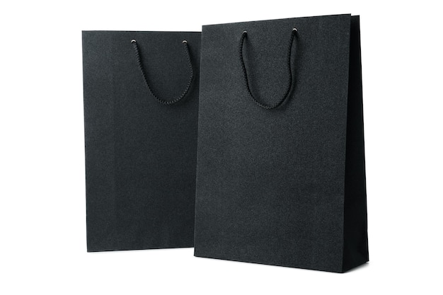 Concetto di borse nere in vendita venerdì nero isolate su sfondo bianco
