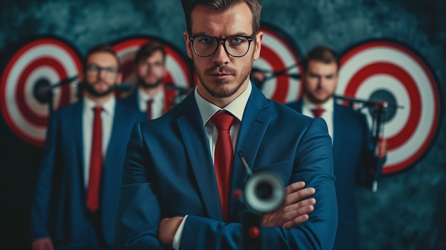 concetto di business di leadership target e di squadra