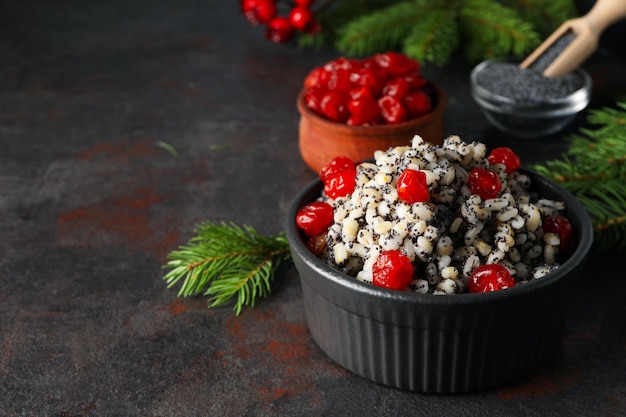 Concetto di cibo di Natale ortodosso Kutya spazio per il testo