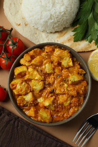 Concetto di cibo gustoso con pollo tikka su beige ÃƒÂƒÃ‚ÂƒÃƒÂ‚Ã‚ÂƒÃƒÂƒÃ‚Â‚ÃƒÂ‚Ã‚Â¢ÃƒÂƒÃ‚ÂƒÃƒÂ‚Ã‚Â‚ÃƒÂƒÃ‚Â‚ÃƒÂ‚Ã‚Â€ÃƒÂƒÃ‚ÂƒÃƒÂ‚Ã‚Â ÃƒÂƒÃ‚Â‚ÃƒÂ‚Ã‚Â‹sfondo