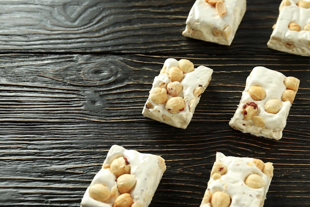 Concetto di cibo gustoso con spazio di torrone per il testo