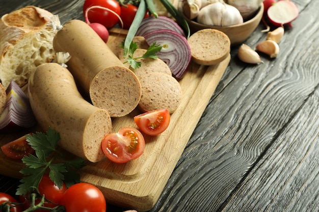 Concetto di cibo gustoso spazio di salsiccia di fegato per il testo