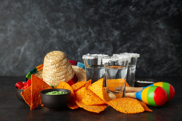 Concetto di cibo messicano Snack e bevande della cucina messicana