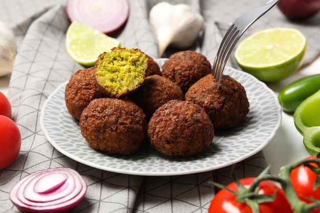 Concetto di cibo vegetariano falafel gustose palline di falafel