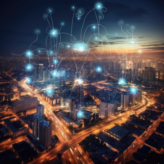 Concetto di città intelligente e rete di comunicazione 5G