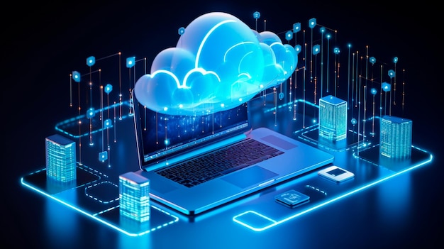 concetto di cloud computing con il laptop