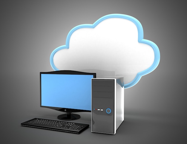 Concetto di cloud computing. illustrazione 3D