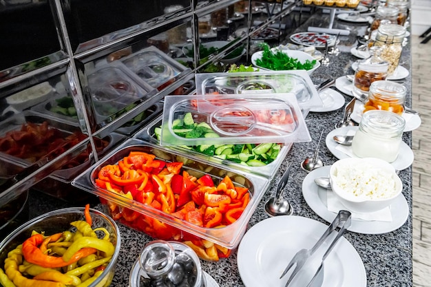 Concetto di colazione a buffet Tempo di colazione in hotel di lusso