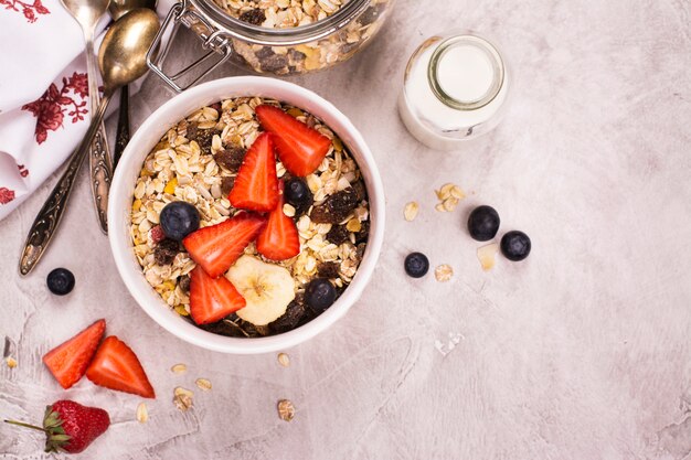 Concetto di colazione sana e deliziosa