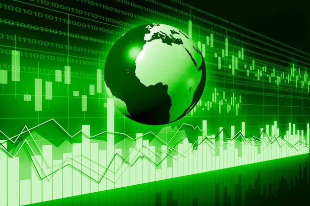 Concetto di commercio internazionale del grafico dei dati finanziari e della terra