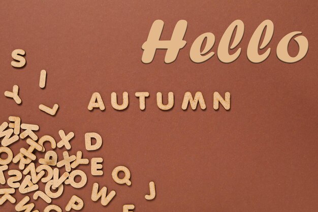 Concetto di composizione Hello Autumn con testo Hello Autumn