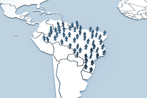 Concetto di comunità della popolazione brasiliana Rendering 3D