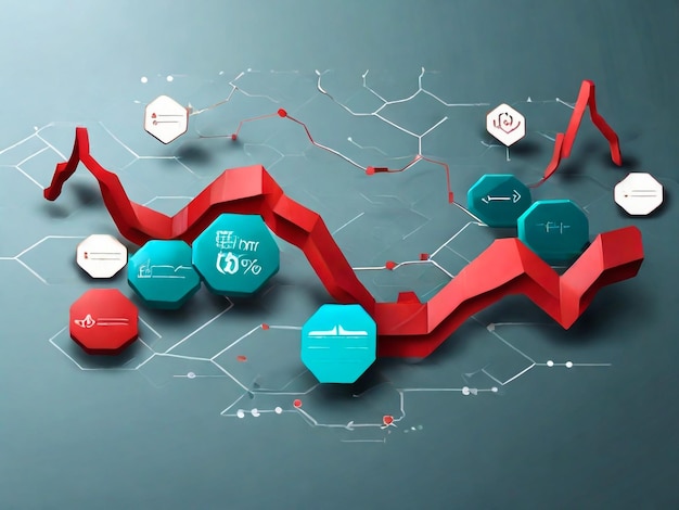 Concetto di connessione di rete astratto con esagoni e onde Visualizzazione di grandi dati Reti sociali e trasferimento di dati Scienza e tecnologia Illustrazione vettoriale