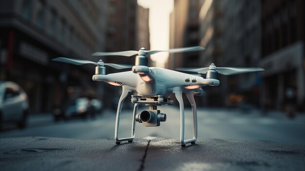 Concetto di consegna tramite drone Veicolo aereo autonomo senza equipaggio utilizzato per il trasporto di pacchi generati dall'intelligenza artificiale