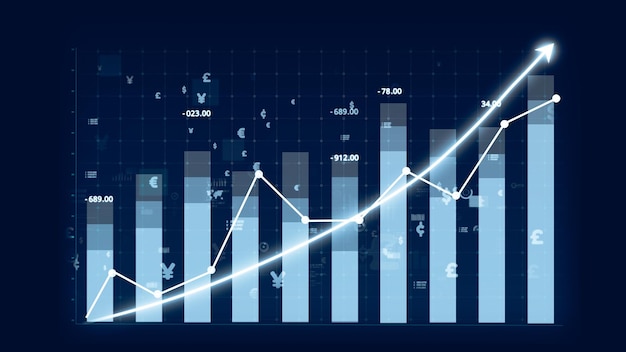 Concetto di crescita aziendale nel grafico allusivo che mostra il profitto delle vendite di marketing