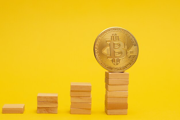 Concetto di crescita finanziaria con Bitcoin dorati