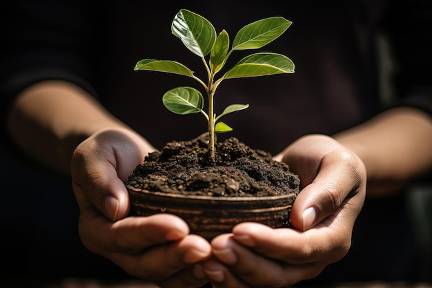 Concetto di crescita finanziaria Concetto di risparmio della crescita di monete e alberi in pila IA generativa