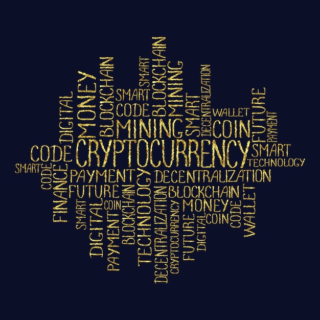 Concetto di criptovaluta in tag cloud Blockchain finance web money business