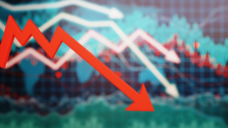 Foto concetto di crisi economica. diffusione nel mondo, l'economia è in calo. illustrazione 3d