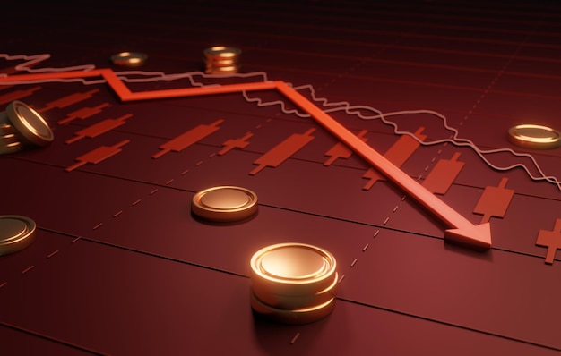 Concetto di crisi economica Grafico azionario in caduta Crisi finanziaria