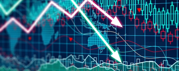 Concetto di crisi economica La diffusione nell'economia mondiale è in calo Illustrazione 3d