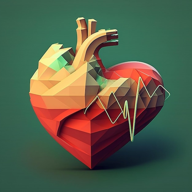 Concetto di cura del cuore Illustrazione stilizzata astratta Anatomia e fisiologia cardiaca Organo artificiale Giornata mondiale del cuore AI Generato