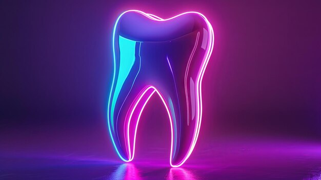 Concetto di cura dentale al neon con colori vivaci