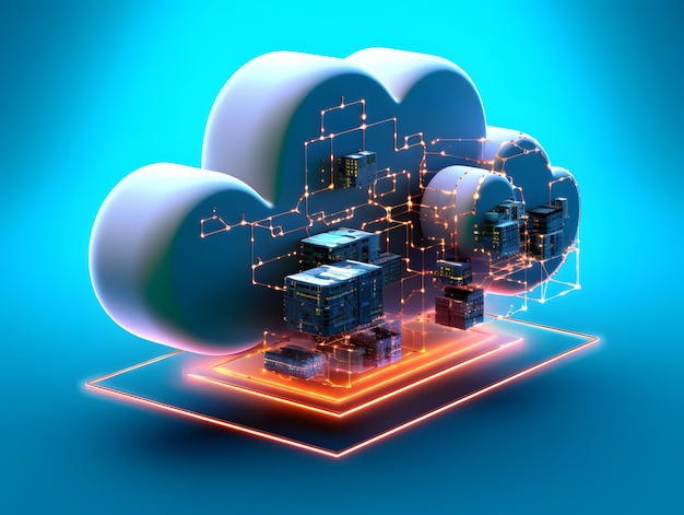 Concetto di database per l'archiviazione dei dati nel cloud Generato dall'intelligenza artificiale