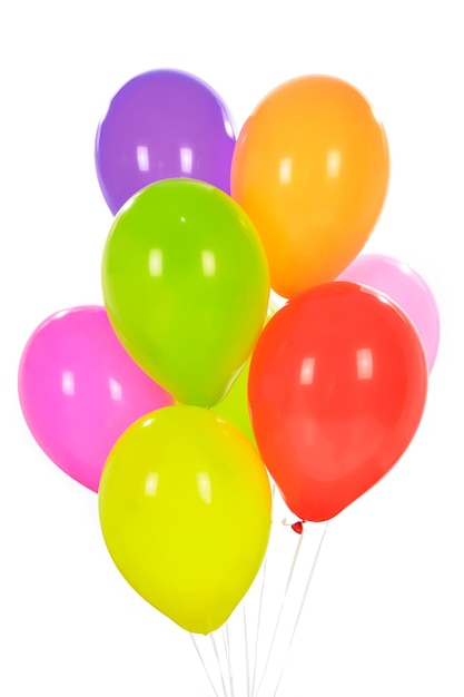 Concetto di decorazione per feste mix di palloncini colorati isolati su sfondo bianco