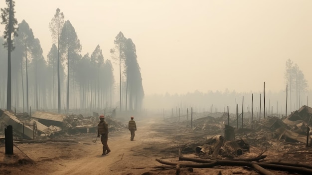 Concetto di deforestazione problema di conservazione dell'albero Gli incendi in natura sono un segno del riscaldamento globale