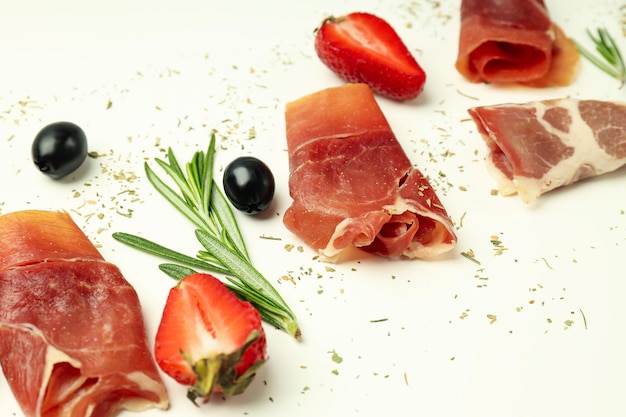 Concetto di deliziosa cucina spagnola jamon da vicino