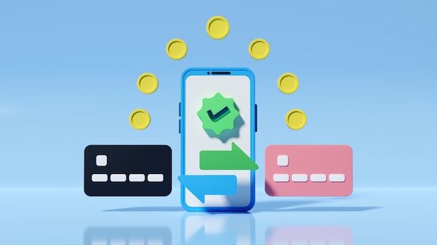 Concetto di denaro per il trasferimento mobile, pagamento online, cashback e concetto di rimborso in denaro