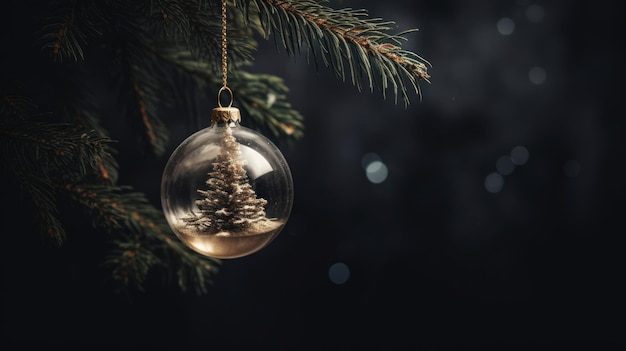 Concetto di depressione post-festa di fine Natale Decorazione dell'albero di Natale