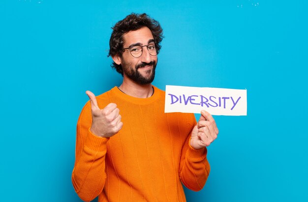 Concetto di diversità di giovane uomo barbuto