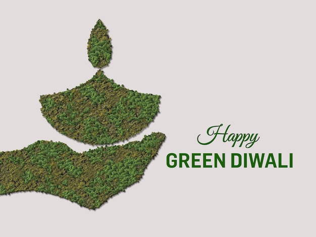 Concetto di Diwali verde 3D Diwali Candle Light fatta di concetto di energia ecologica forestale