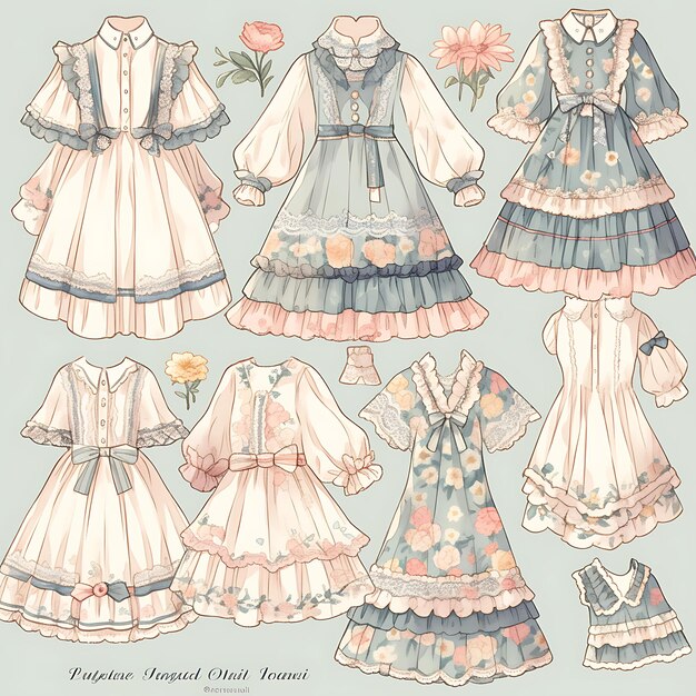 Concetto di femminile corto cottage core cottage stile pastel fiori Fair S Character Design foglio 2D