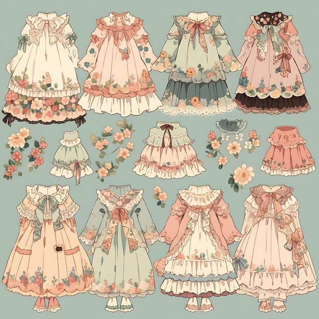 Concetto di femminile corto cottage core cottage stile pastel fiori Fair S Character Design foglio 2D