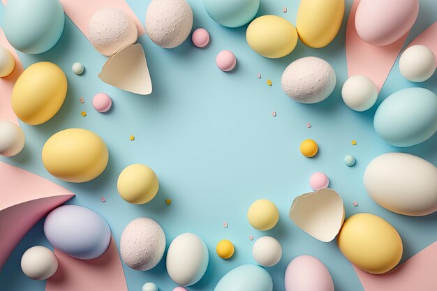 Concetto di festa di Pasqua uova di Pasqua in un cerchio Illustrazione AI Generative