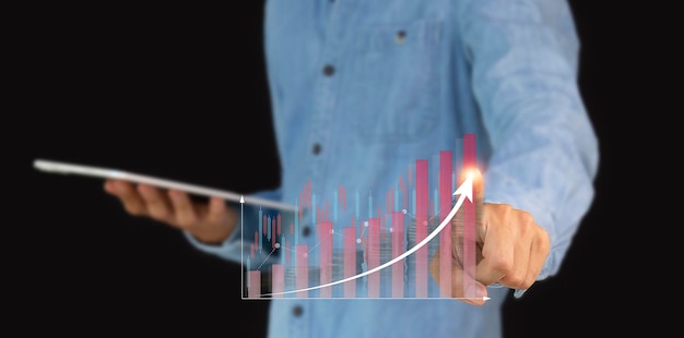 concetto di finanza e investimenti Analisi grafica e statistiche finanziarie