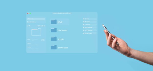 Concetto di gestione dei documenti Icone di schermata virtuale Sistema di gestione di documenti DMS Software di database di documenti online per l'archiviazione efficiente, la ricerca e la gestione di file e dati aziendali