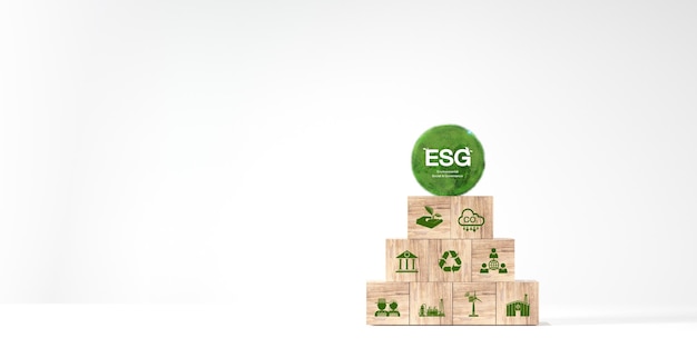 Concetto di governance sociale per l'ambiente ESG Cooperazione aziendale per un ambiente sostenibile Mondo