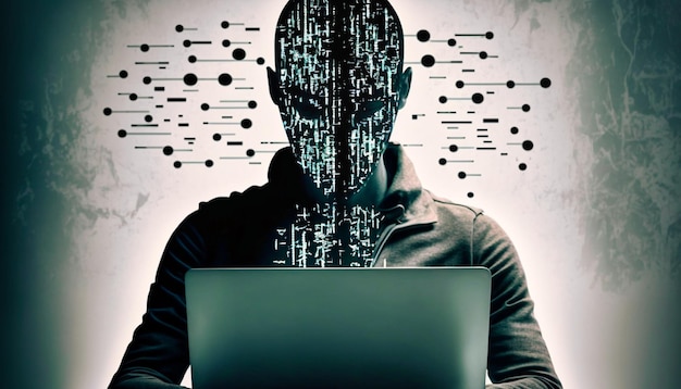 Concetto di hacking e malware IA generativa degli hacker