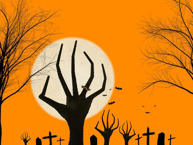 Concetto di Halloween con la mano di zombie che si alza