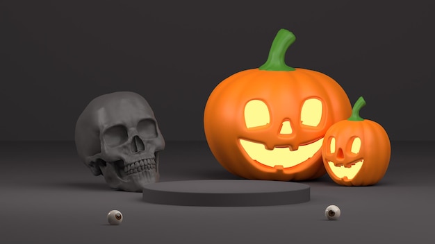 Concetto di Halloween con rendering 3d di zucca