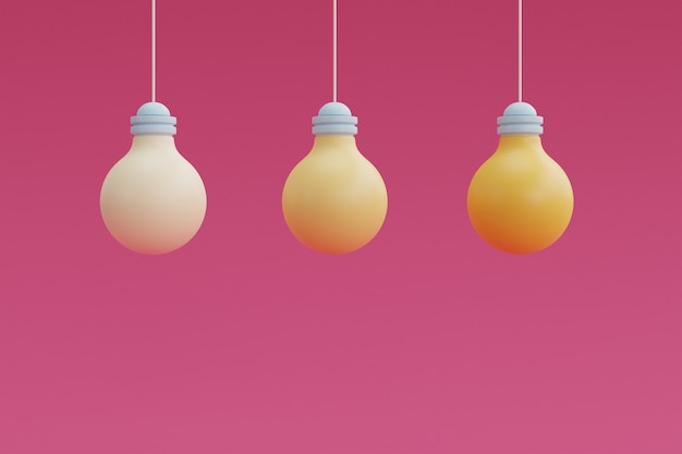 Concetto di idea e creatività con lampadina su sfondo rosa