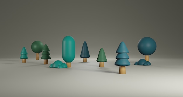 concetto di illustrazione 3d della foresta