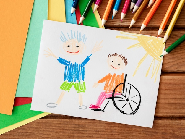 Concetto di inclusione di bambini e amici disabili